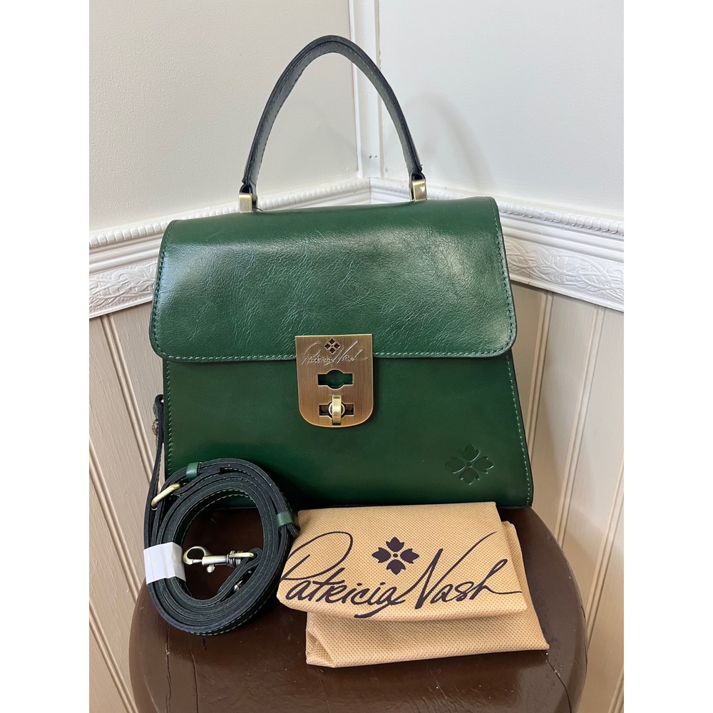 Patricia Nash Chauny Satchel Vintage Distressed Leather Soft Green Bag NWT - Picture 8 of 11